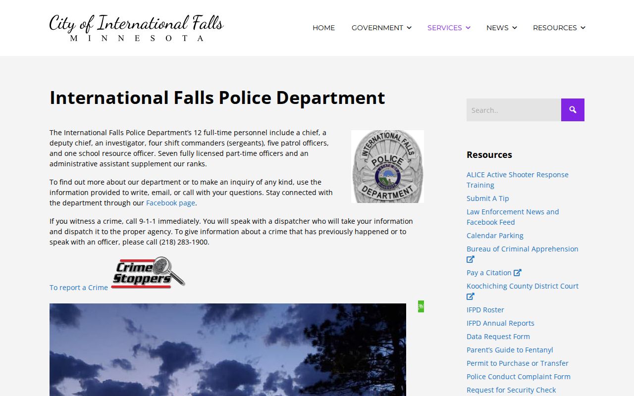 International Falls court records citation and police information