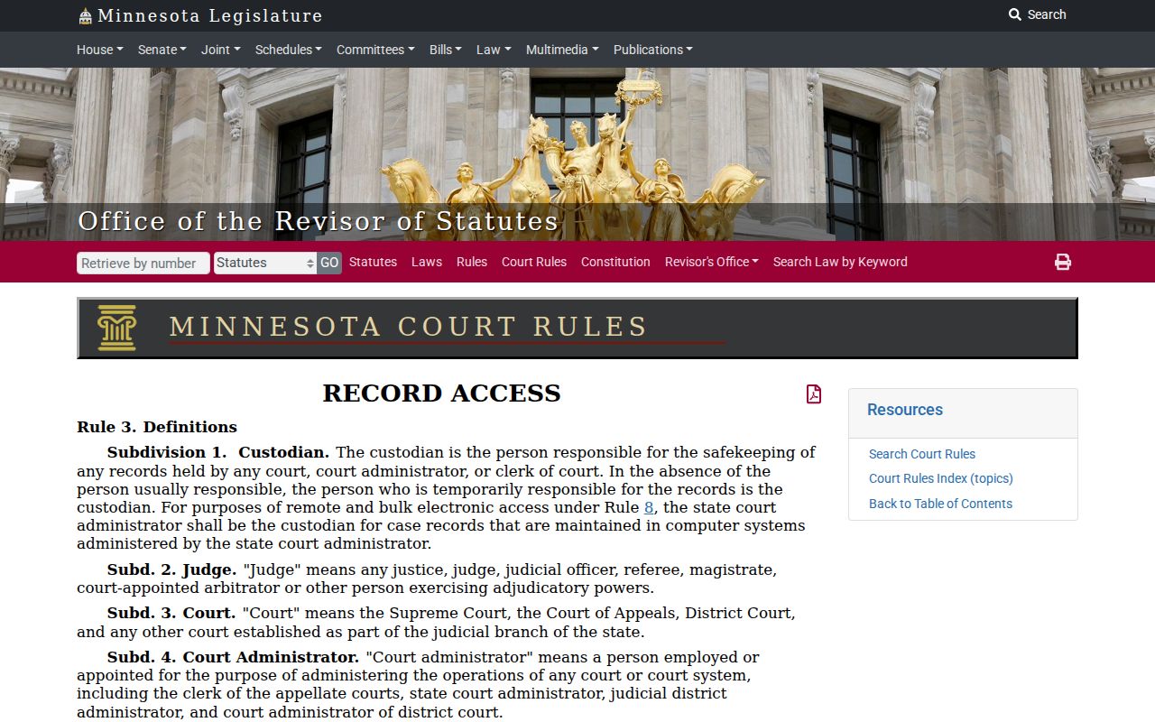 Koochiching County court schedule and court-record custodian access