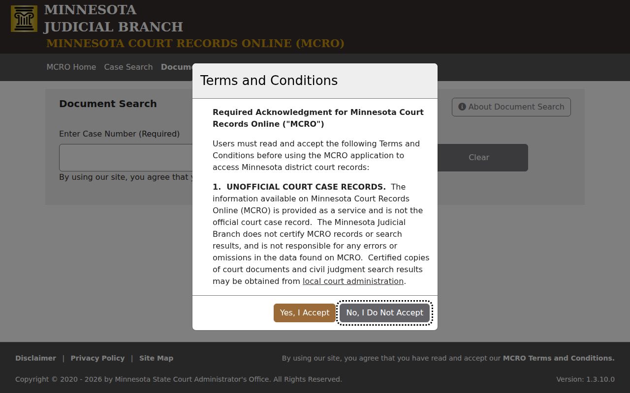 Koochiching County civil court docket document search