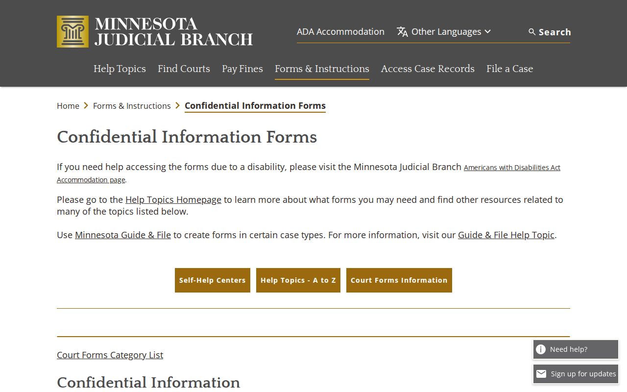 Koochiching County civil court docket Judicial Branch forms