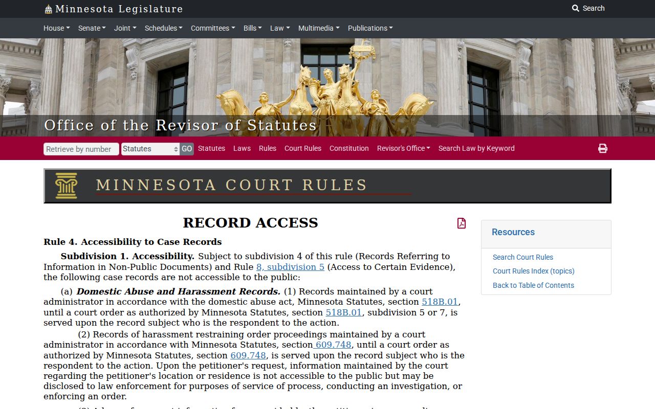 Koochiching County civil court docket public access rule