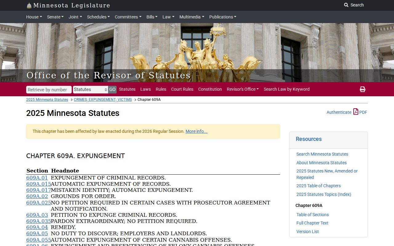 Koochiching County criminal court docket expungement chapter