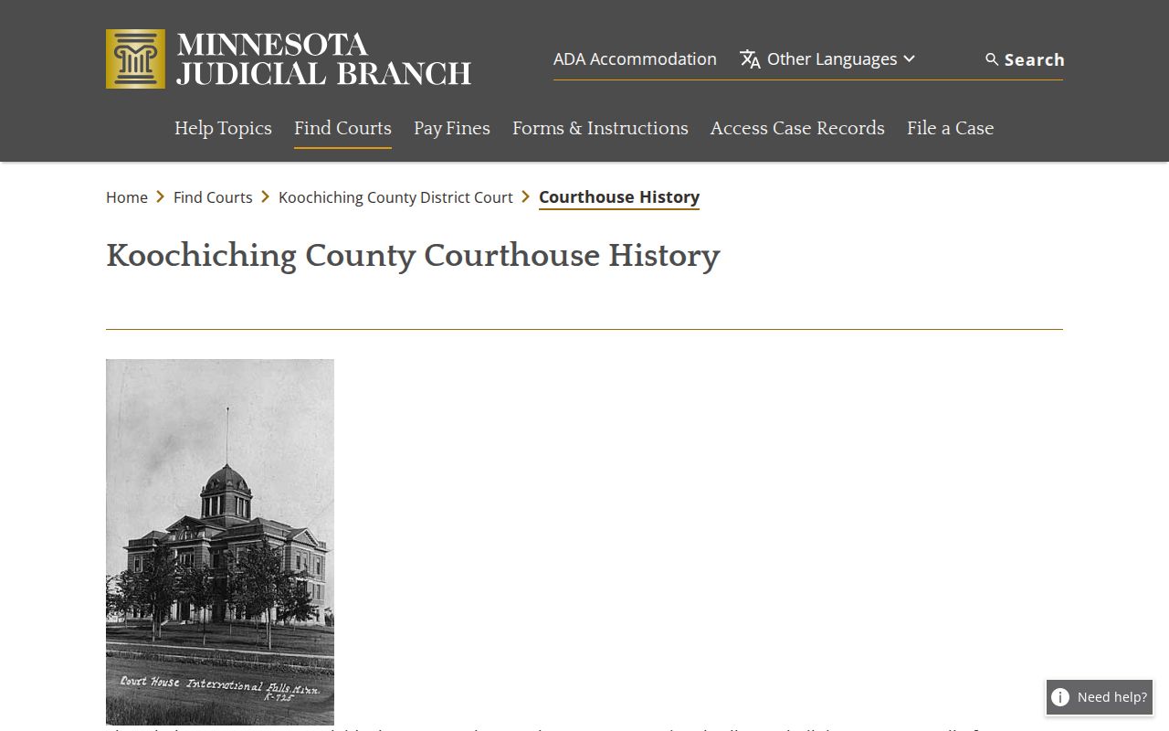 Koochiching County court docket historic courthouse