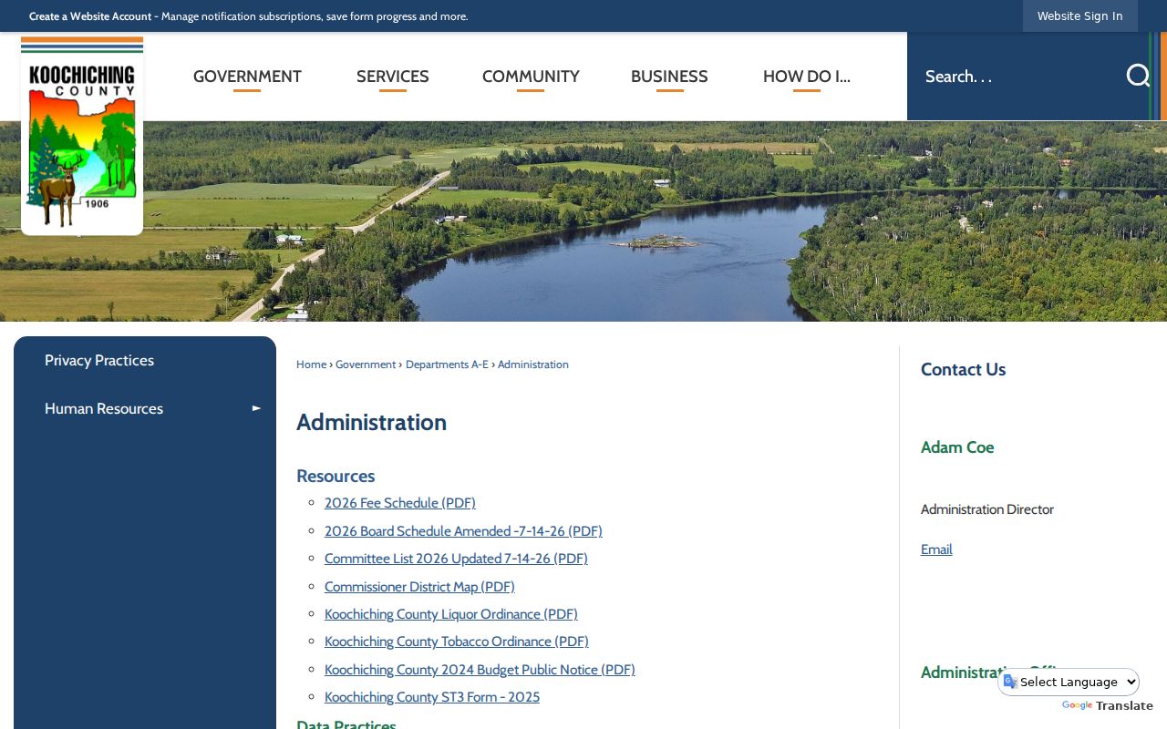 Koochiching County court record access administration