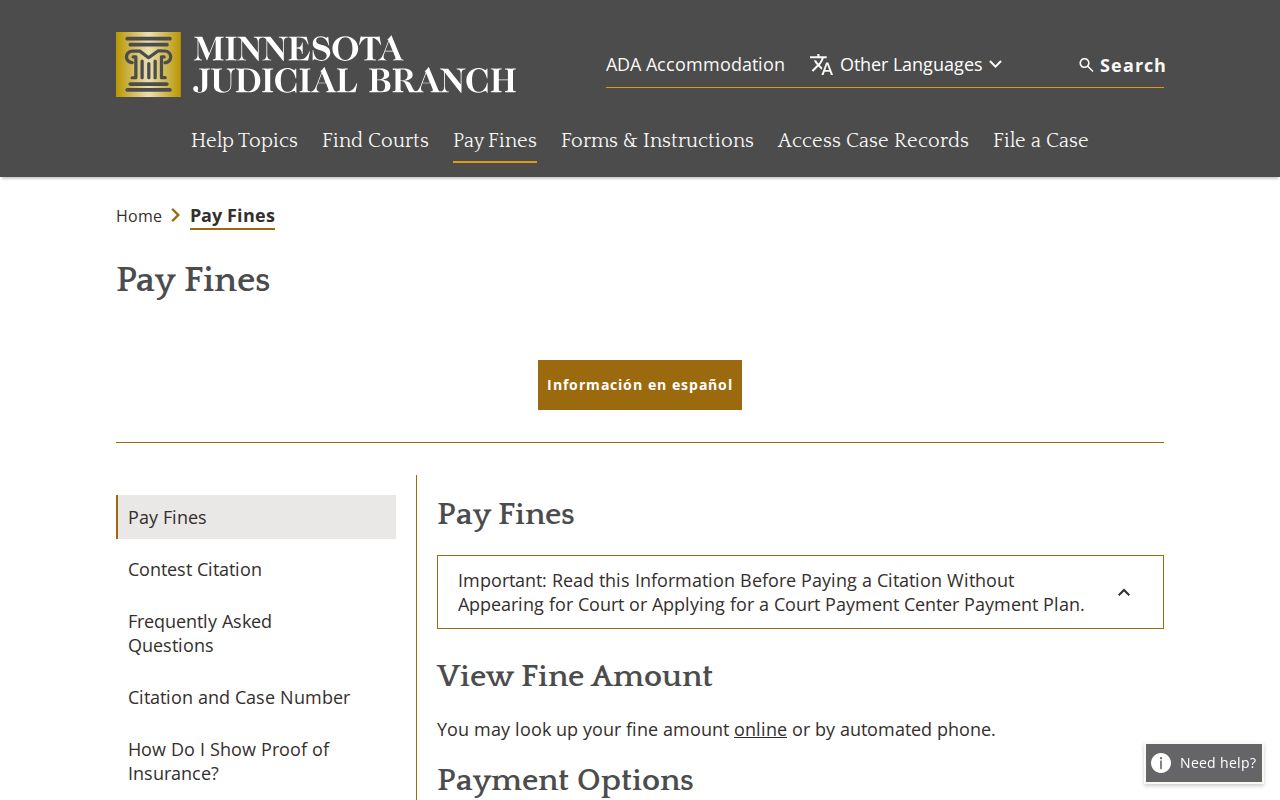 Koochiching County traffic court payment information from Minnesota Pay a Fine
