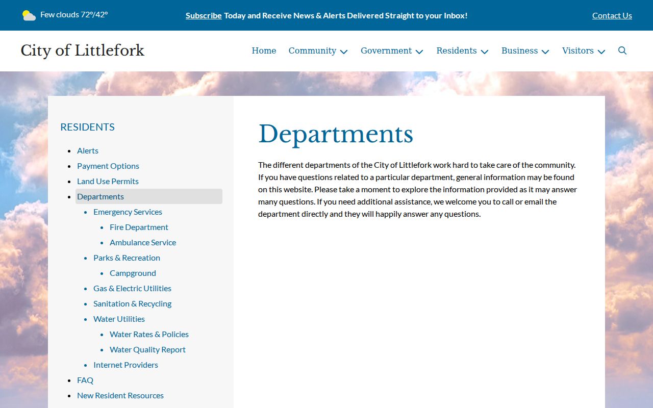 Littlefork court records and city department information