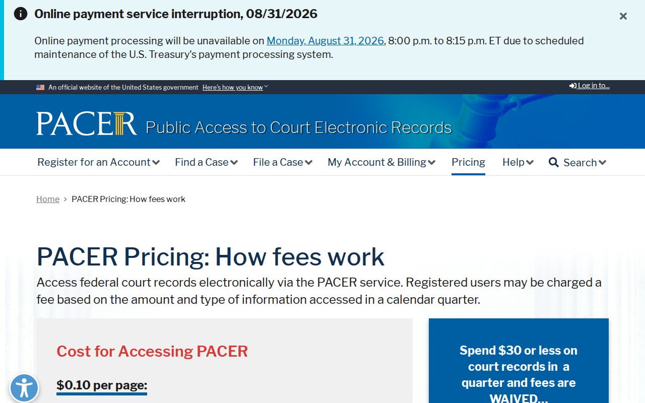 Northome court records PACER federal access distinction