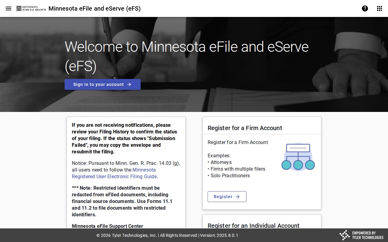 Ranier court records filing access through Minnesota eFile and eServe